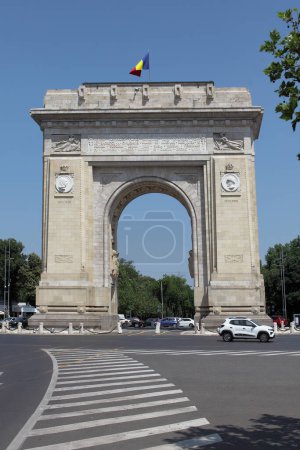 Photo for BUCHAREST, ROMANIA - June 24, 2023: The monumental Triumphal Arch in Bucharest is a significant landmark in Romania. - Royalty Free Image