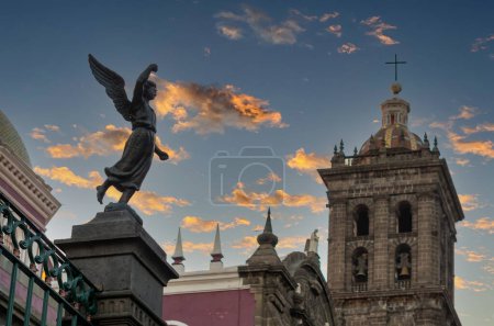 Detalle de la Catedral de Puebla en Puebla, México
