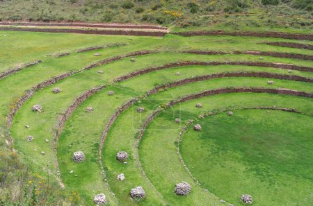 Unique ancient Inca circular terraces at Moray, Peru, South America