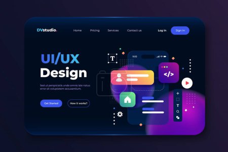 Illustration for Modern 3d design concept of Ui Design for website and mobile website. Landing page template. Easy to edit and customize. Vector illustration - Royalty Free Image