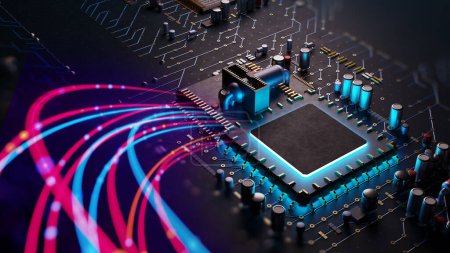 Photo for 3d rendering of futuristic pcb pattern  and cpu background illustration - Royalty Free Image
