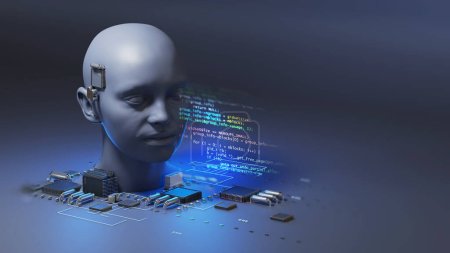Photo for Conceptual background of Artificial intelligence robot , 3d illustratio - Royalty Free Image