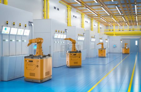 Automation semiconductor manufacturing with 3d rendering robotic arms in factory