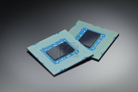Foto de Chipset de renderizado 3d para la fabricación de semiconductores - Imagen libre de derechos