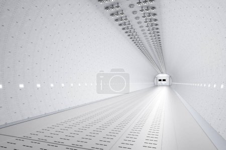 Téléchargez les photos : 3d rendant vide couloir blanc ou couloir intérieur de l'espace couloir - en image libre de droit