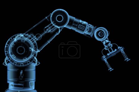 Photo for 3d rendering x-ray transparent robotic arm on black background - Royalty Free Image