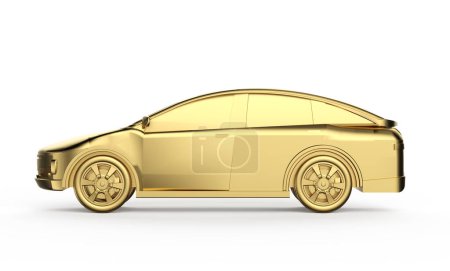 Photo for 3d rendering golden ev car or metallic gold electric vehicle on white background - Royalty Free Image