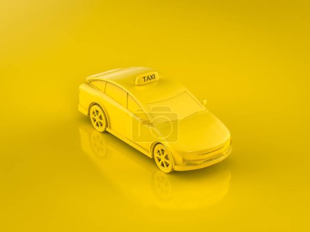 Foto de 3d renderizado amarillo ev taxi o vehículo eléctrico sobre fondo amarillo - Imagen libre de derechos