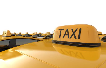 Foto de 3d renderizado amarillo ev taxi o vehículo eléctrico signo en el techo - Imagen libre de derechos