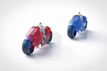 Foto de Concepto de liderazgo con robot de renderizado 3D se mueven más rápido que otros - Imagen libre de derechos
