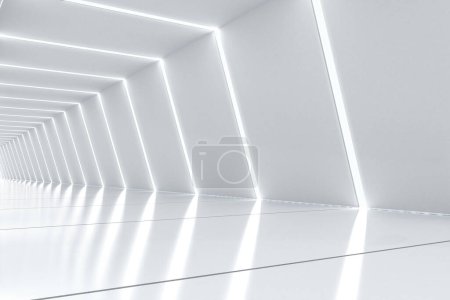 3D-Rendering leere weiße Flur oder Gehweg Halle Raum Innenraum