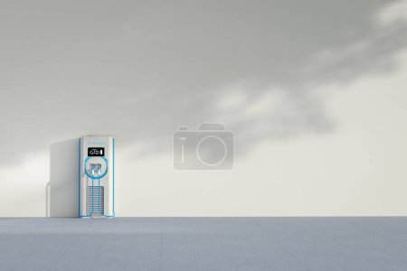 Foto de 3d renderizado ev estación de carga o estación de recarga de vehículos eléctricos con espacio - Imagen libre de derechos