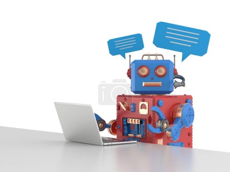 Photo for 3d rendering chatbot or assistant robot chat with speech bubble - Royalty Free Image