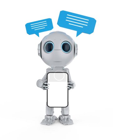 Photo for 3d rendering chatbot or assistant robot chat with speech bubble - Royalty Free Image