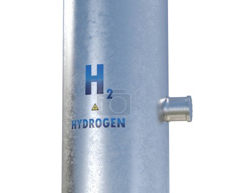 Téléchargez les photos : Gazoduc d'hydrogène métallique de rendu 3d avec joint isolé sur blanc - en image libre de droit
