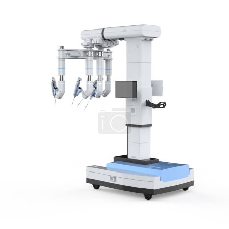 Foto de 3d renderizado máquina de cirugía asistida robótica aislada en blanco - Imagen libre de derechos