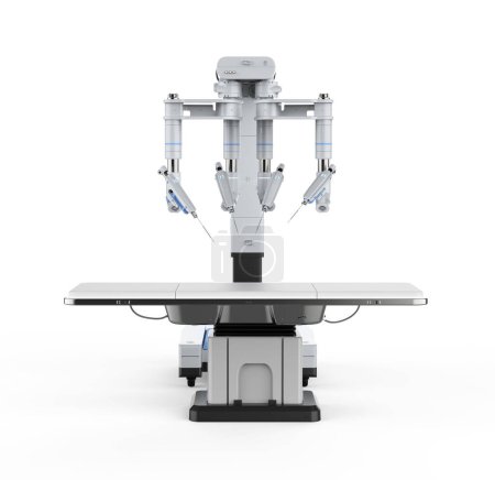 Téléchargez les photos : Rendu 3d chirurgie assistée robotisée isolé sur fond blanc - en image libre de droit