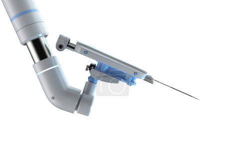 Téléchargez les photos : Machine de chirurgie assistée robotisée de rendu 3d close up isolé sur blanc - en image libre de droit