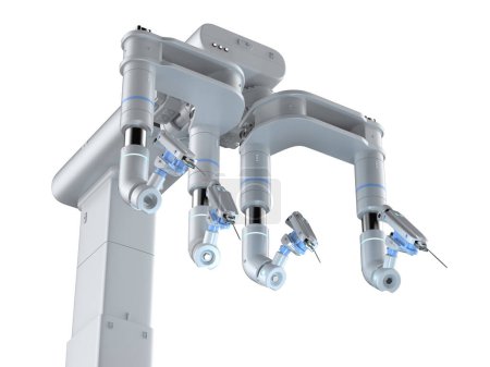 Foto de 3d renderizado máquina de cirugía asistida robótica primer plano aislado en blanco - Imagen libre de derechos