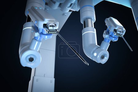 Foto de 3d renderizado máquina de cirugía asistida robótica de cerca - Imagen libre de derechos