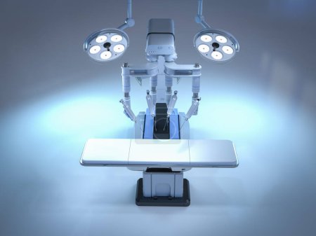 Téléchargez les photos : Rendu 3d chirurgie assistée robotisée en salle d'opération - en image libre de droit