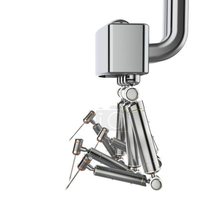 Foto de 3d renderizado máquina de cirugía asistida robótica aislada sobre fondo blanco - Imagen libre de derechos