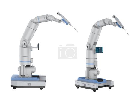 Téléchargez les photos : Machine de chirurgie assistée robotisée de rendu 3d isolée sur blanc - en image libre de droit