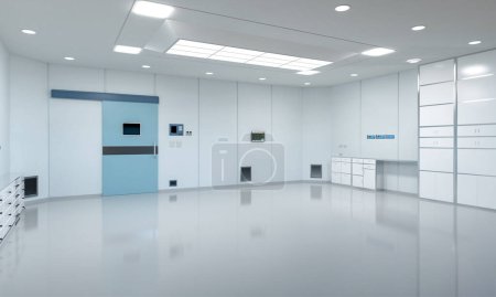 Foto de Sala de cirugía de renderizado 3d o interior del laboratorio del hospital con suministros médicos - Imagen libre de derechos