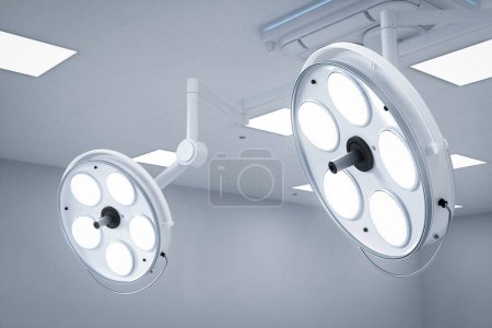 Foto de 3d renderizado luces de cirugía o lámparas médicas en el techo - Imagen libre de derechos