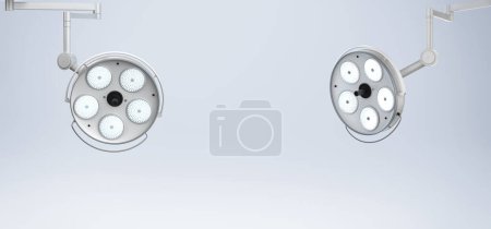 Téléchargez les photos : Lumières de chirurgie de rendu 3d ou lampes médicales avec espace - en image libre de droit