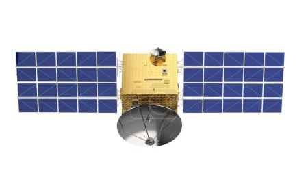 Photo for 3d rendering satellite dish with solar panel isolated on white background - Royalty Free Image