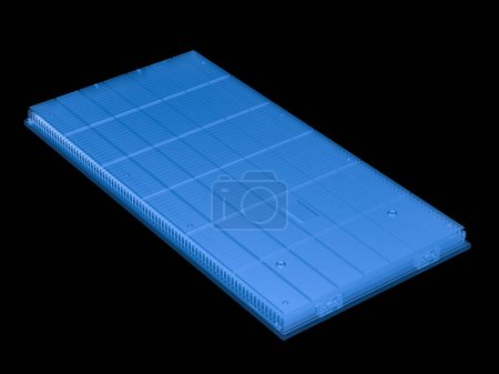 Foto de 3d renderizado x-ray batería del vehículo eléctrico o paquete de módulo de células de batería de iones de litio - Imagen libre de derechos