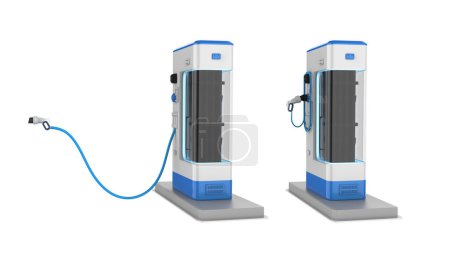 Photo for 3d rendering group of EV charging stations or electric vehicle recharging stations isolated - Royalty Free Image