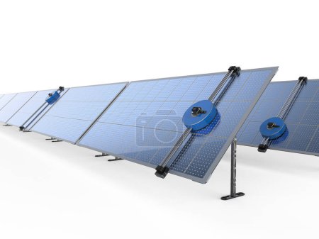 Téléchargez les photos : Bras robotiques d'automatisation de rendu 3d propres panneaux solaires - en image libre de droit