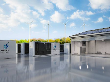 3d rendering energy storage system or battery container unit for domestic used