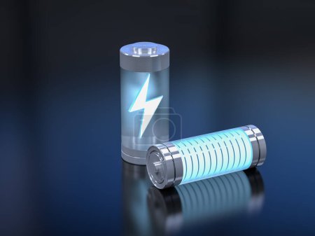 Photo for 3d rendering group of li-ion or rechargeable batteries - Royalty Free Image