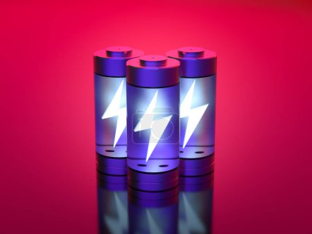 Téléchargez les photos : Groupe de rendu 3d de batteries li-ion ou rechargeables - en image libre de droit