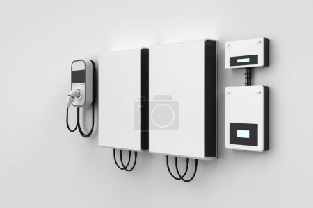 Photo for 3d rendering home garage with ev charger and energy storage system - Royalty Free Image