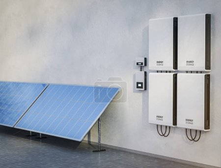 Foto de 3d renderizado panel solar generar electricidad para ev cargador - Imagen libre de derechos