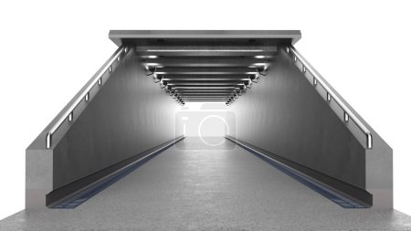 Photo for 3d rendering empty tunnel or walkway hall space interior isolated on white - Royalty Free Image
