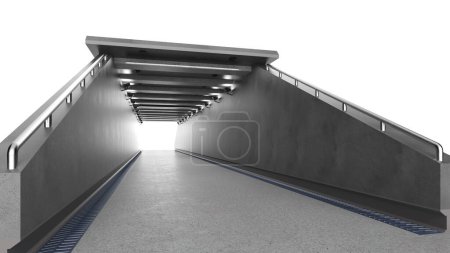 Téléchargez les photos : 3d rendu tunnel vide ou couloir intérieur de l'espace de passage isolé sur blanc - en image libre de droit