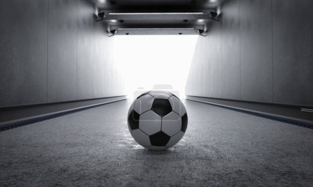 Foto de 3d representación de fútbol o pelota de fútbol con fondo de estadio de fútbol - Imagen libre de derechos