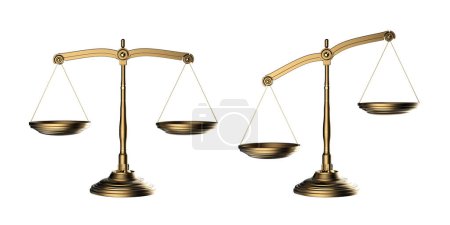 Foto de 3d representación escala de la ley de oro con diseño moderno aislado en blanco - Imagen libre de derechos