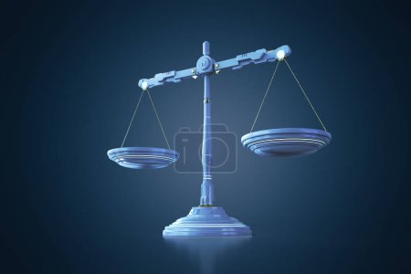 Photo for 3d rendering blue law scale with light in modern design - Royalty Free Image
