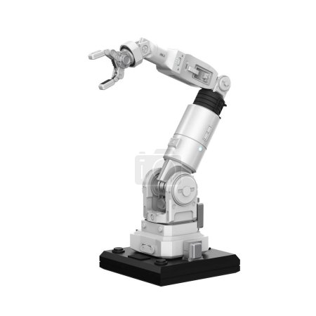 Foto de 3d renderizado blanco ai brazo robótico aislado sobre fondo blanco - Imagen libre de derechos
