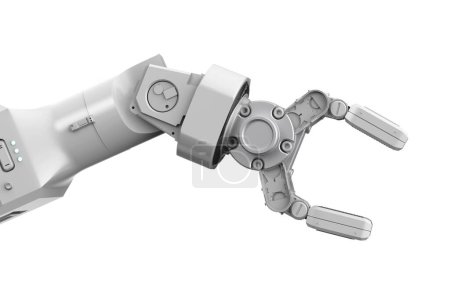 Téléchargez les photos : 3d rendant blanc ai bras robotique isolé sur fond blanc - en image libre de droit