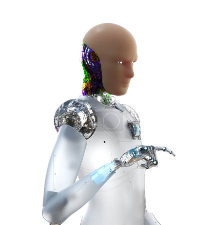 Foto de 3d representación de piel artificial o piel humana robot dedo puntiagudo aislado en blanco - Imagen libre de derechos
