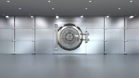 Téléchargez les photos : Porte de coffre-fort de banque de rendu 3d fermée avec l'espace vide - en image libre de droit