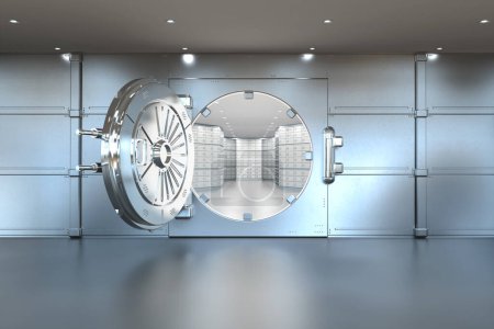 Photo for 3d rendering bank vault opened with deposit boxes inside - Royalty Free Image