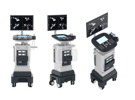 Téléchargez les photos : Jeu de rendu 3d de machines à ultrasons isolées sur blanc - en image libre de droit
